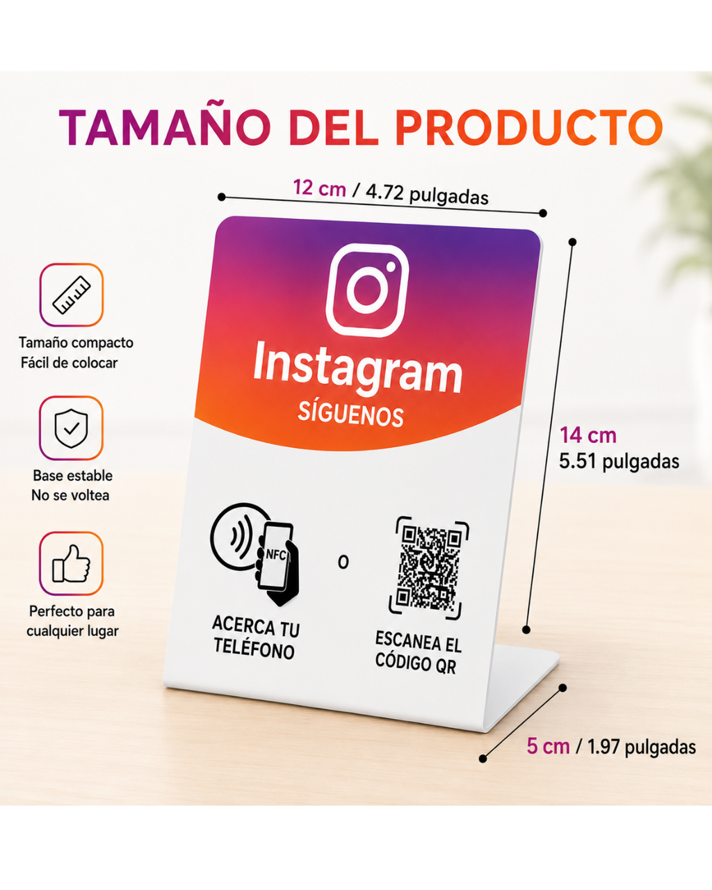 Pack 3 Tarjetas NFC de Mesa (WhatsApp + Instagram + Google Reviews)